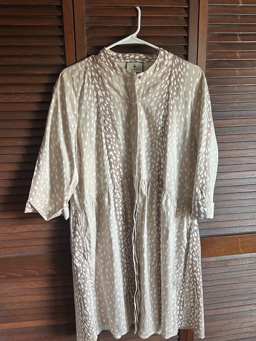 Tuckernuck Taupe and White Dot-Print Midi Dress
